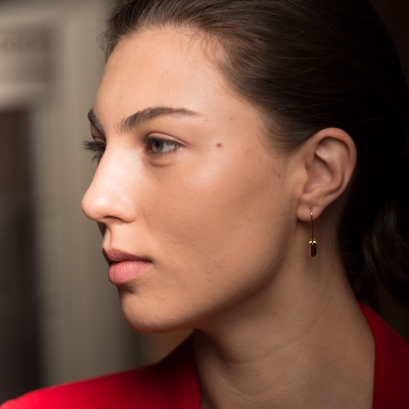 Gold Padlock Drop Dangle Earrings Punk Edgy Locks - Picture 4 of 5